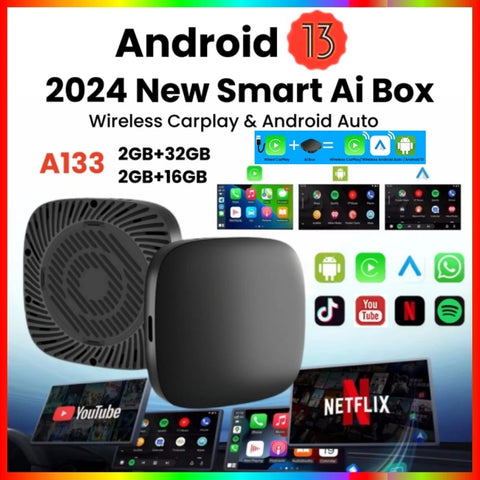 Carplay AI Box Android 13 Wireless Android Auto Smart TV Box For Youtube Netflix Toyota Mazda Hyundai Haval GMC Ford MG VW Kia